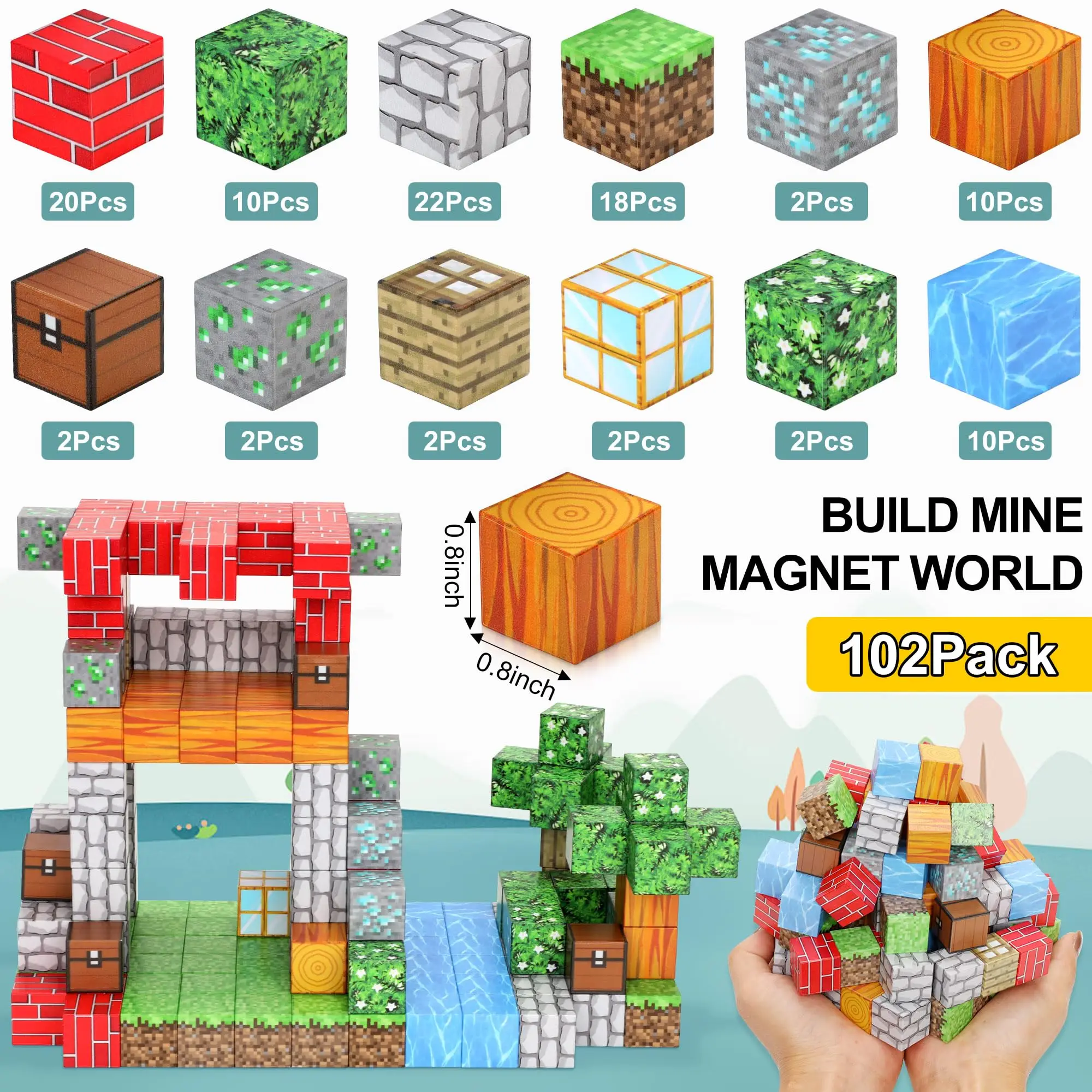 Magnetic Blocks | 102PCS Magnet Building Cube Game, Constructions Toys for Boys & Girls Age 3-4, 5 6 7 8 9 10, STEM M
Magnetic Blocks | 102PCS Magnet Building Cube Game, Constructions Toys for Boys & Girls Age 3-4, 5 6 7 8 9 10, STEM M