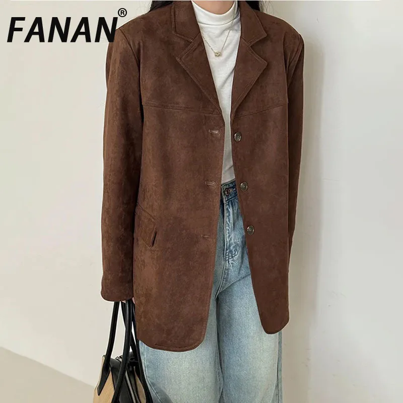 FANAN элегантные пиджаки из искусственной кожи для женщин, однобортные офисные женские куртки в стиле минимализм, весна 2024, новые женские пальто
FANAN элегантные пиджаки из искусственной кожи для женщин, однобортные офисные женские куртки в стиле минимализм, весна 2024, новые женские пальто