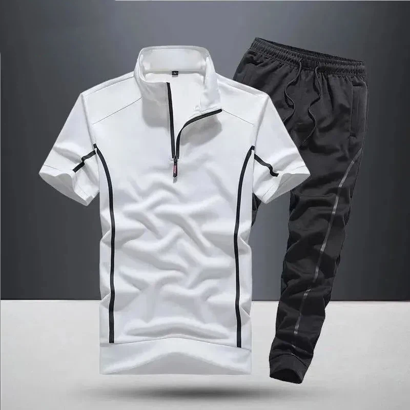 Men's Summer Casual Tracksuit 2 Piece Short Sleeve Zipper Top and Pants Set Thin Sportswear
Men's Summer Casual Tracksuit 2 Piece Short Sleeve Zipper Top and Pants Set Thin Sportswear