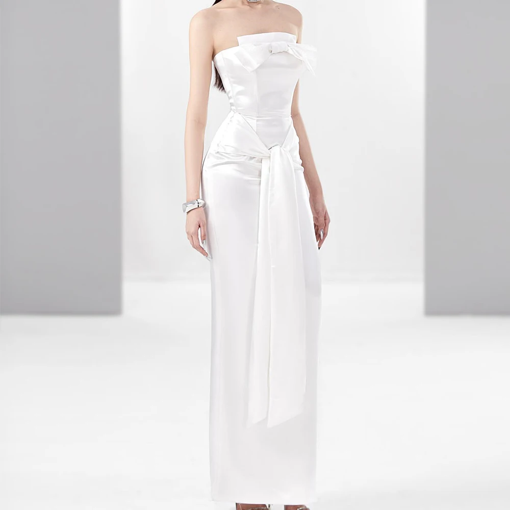 Customized Temperament Straight Ankle Length Strapless Satin Sleeveless Pleats Evening Dress Fashion Photo Color vestidos de fie
Customized Temperament Straight Ankle Length Strapless Satin Sleeveless Pleats Evening Dress Fashion Photo Color vestidos de fie