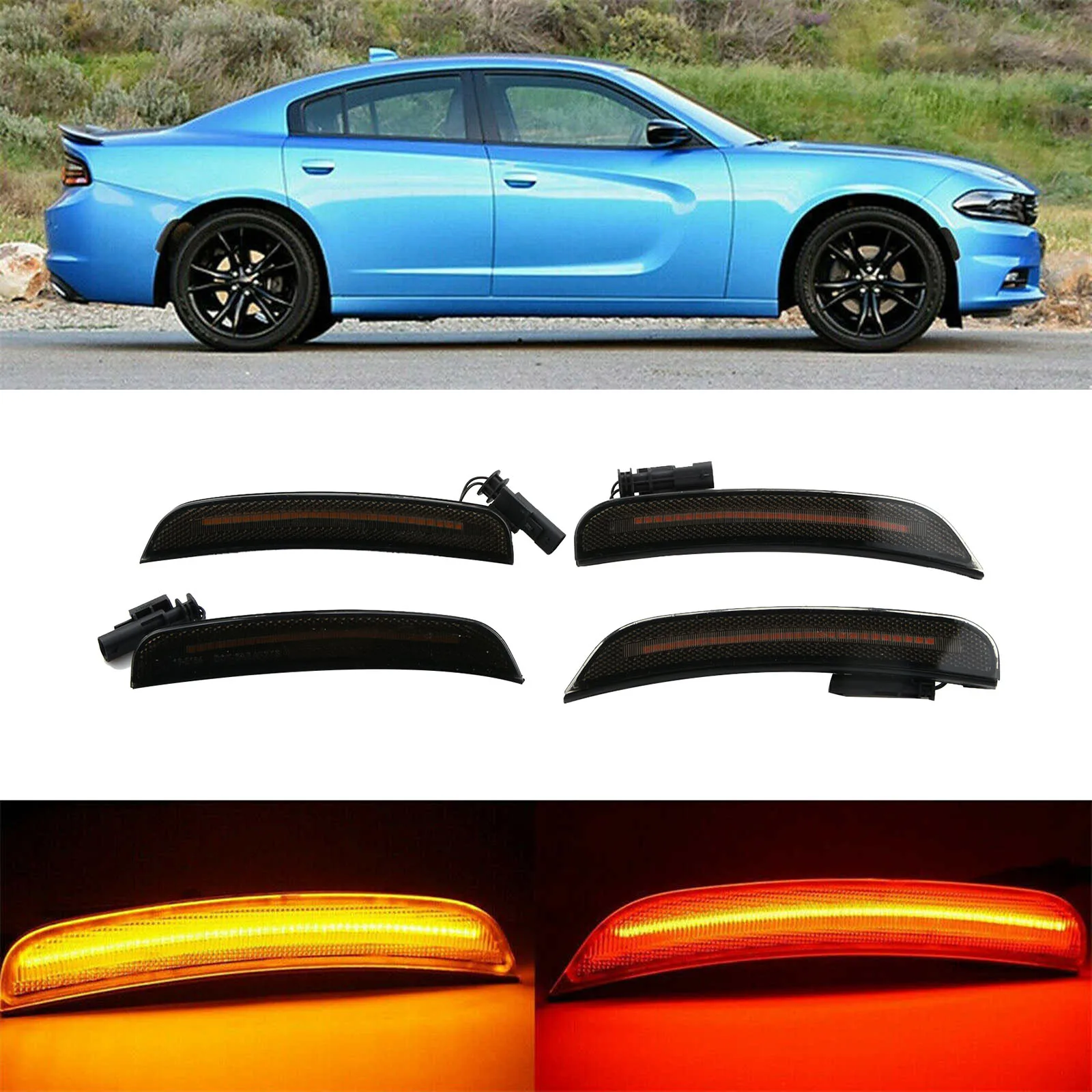 4PCS LED Side Marker Lights Smoked Lens for Dodge Charger 2015-2022 Front Amber Rear Red Replace 68214126AA 68214404AA
4PCS LED Side Marker Lights Smoked Lens for Dodge Charger 2015-2022 Front Amber Rear Red Replace 68214126AA 68214404AA