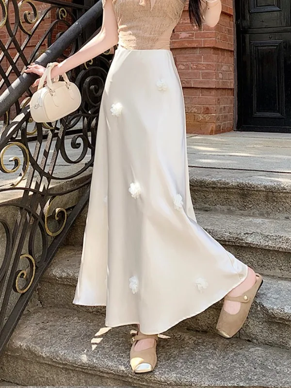 Молочно-белая ацетатная юбка с 3D-цветами, женская, весенняя новинка, с эластичной талией, облегающая, длинная, в корейском стиле, для повседневной носки
Молочно-белая ацетатная юбка с 3D-цветами, женская, весенняя новинка, с эластичной талией, облегающая, длинная, в корейском стиле, для повседневной носки
