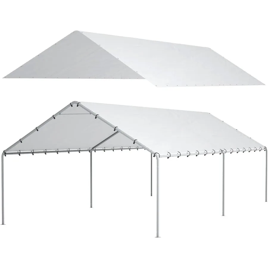 Carport replacement canopy cover for outdoor shelter use, white polyethylene tarp, waterproof and UV-resistant, includes 48 bun
Carport replacement canopy cover for outdoor shelter use, white polyethylene tarp, waterproof and UV-resistant, includes 48 bun
