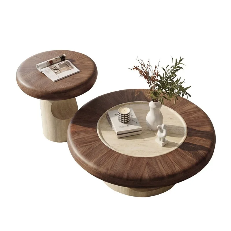 Vintage Walnut Round Coffee Table Set for Small Living Rooms Retro High-End Artificial Travertine Coffee Table for Home Use
Vintage Walnut Round Coffee Table Set for Small Living Rooms Retro High-End Artificial Travertine Coffee Table for Home Use