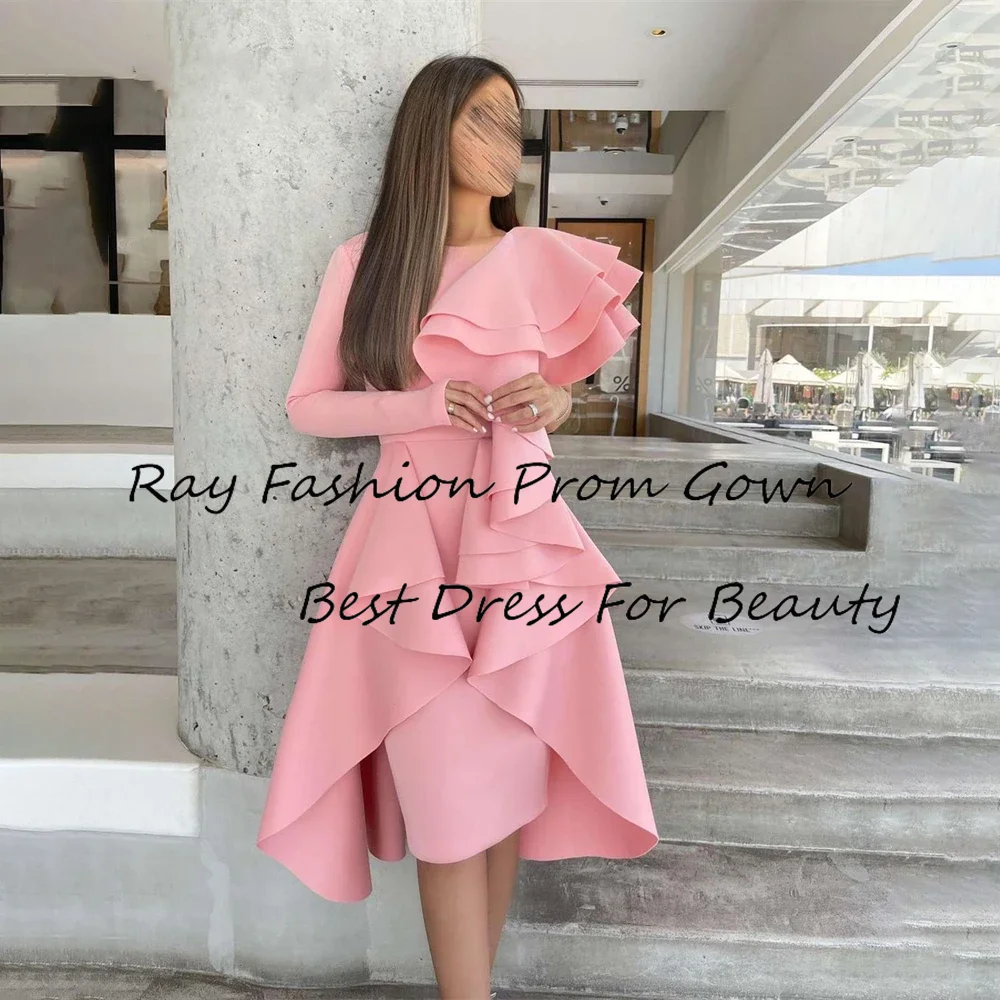 Modest Sheath Cocktail Dress O Neck With Full Sleeves Tiered Pleated Knee Length Pink Customize Party Prom Gowns For Women
Modest Sheath Cocktail Dress O Neck With Full Sleeves Tiered Pleated Knee Length Pink Customize Party Prom Gowns For Women