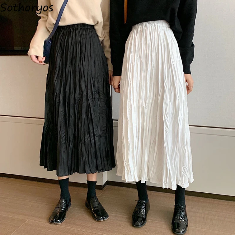 Solid Pleated Skirts Women Simple Tender Ladies Midi Stylish High Waist Faldas Spring All-match Ins Ulzzang Popular Schoolgirls
Solid Pleated Skirts Women Simple Tender Ladies Midi Stylish High Waist Faldas Spring All-match Ins Ulzzang Popular Schoolgirls