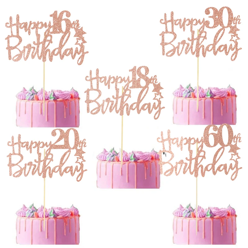 3/5Pcs Happy Birthday Cake Toppers Rose Gold Glitter 16th 20th 30th 40th Birthday Cake Topper For Adult Birthday Cake Decor Tool
3/5Pcs Happy Birthday Cake Toppers Rose Gold Glitter 16th 20th 30th 40th Birthday Cake Topper For Adult Birthday Cake Decor Tool