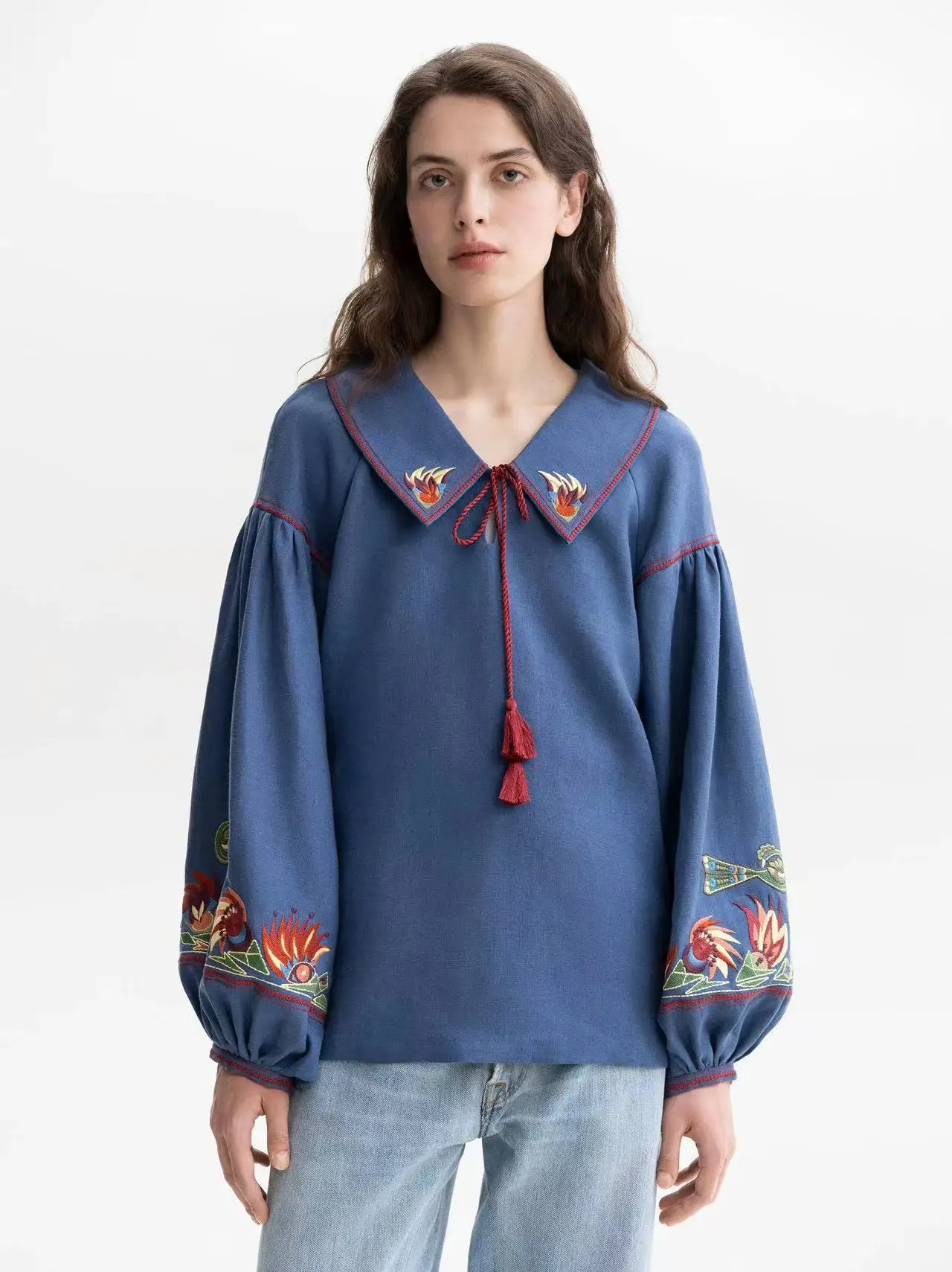 Women's Shirt 2024 New Spring Autumn 100% Linen Tassel Embroidery Turn Down Collar Loose Vintage Long Sleeve Blouse
Women's Shirt 2024 New Spring Autumn 100% Linen Tassel Embroidery Turn Down Collar Loose Vintage Long Sleeve Blouse