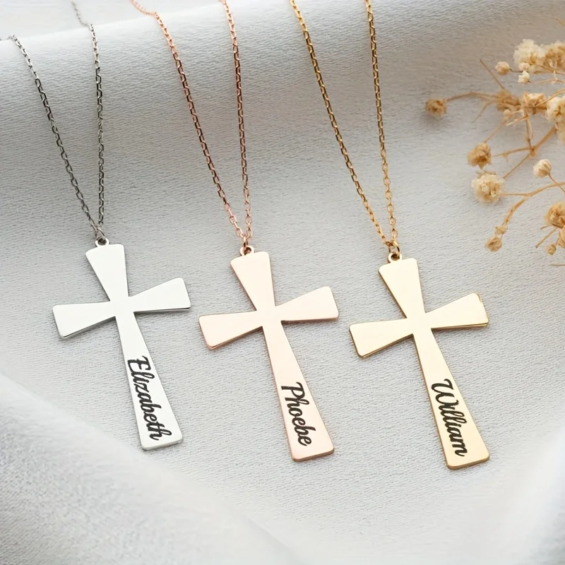 Custom name women's bow tie cross fashion pendant necklace personalized special engraved name jewelry, 18K gold-plated stainless
Custom name women's bow tie cross fashion pendant necklace personalized special engraved name jewelry, 18K gold-plated stainless