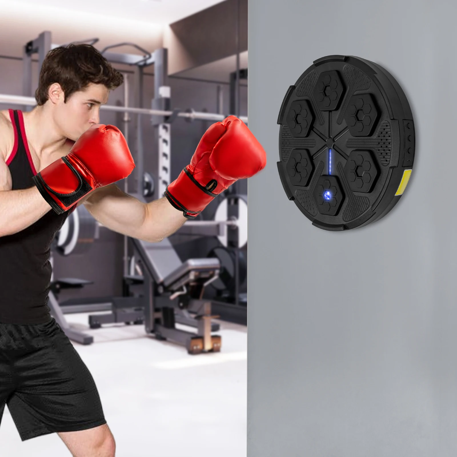 Wall Mounted Smart Music Boxing Machine Bluetooth LED Light Boxing Target Trainer with Gloves Home Fitness Stress Relief Punching Pad 15.74*3.15in
Wall Mounted Smart Music Boxing Machine Bluetooth LED Light Boxing Target Trainer with Gloves Home Fitness Stress Relief Punching Pad 15.74*3.15in