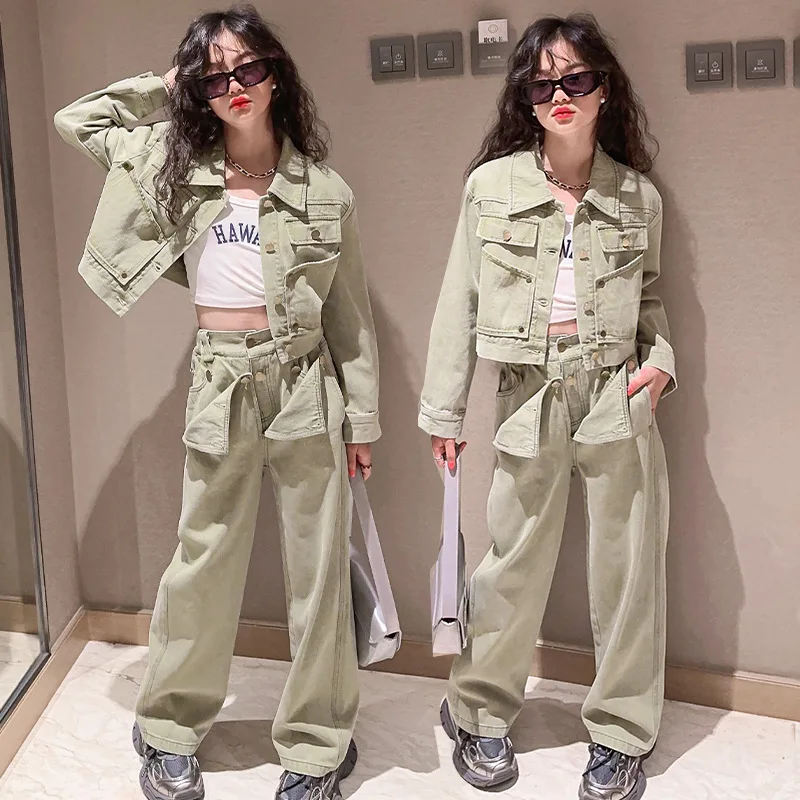 Girls Clothes Set Autumn Denim Jacket Wide Leg Jeans Two Pieces Fashion Teen Children Costumes 13 14 Years Casual Kids Outfits
Girls Clothes Set Autumn Denim Jacket Wide Leg Jeans Two Pieces Fashion Teen Children Costumes 13 14 Years Casual Kids Outfits