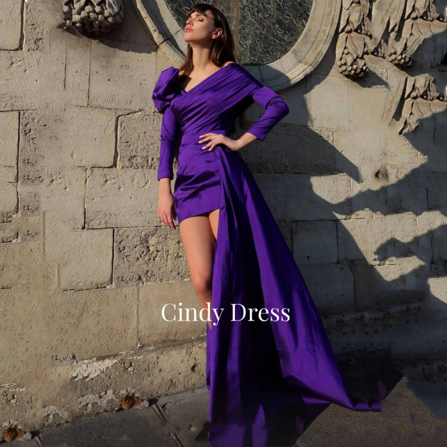 Cindy Purple Satin Long Tail Long Sleeves Elegant Dresses for Women Formal Occasion Woman Party Dress Chic Evening 2023 Luxury
Cindy Purple Satin Long Tail Long Sleeves Elegant Dresses for Women Formal Occasion Woman Party Dress Chic Evening 2023 Luxury