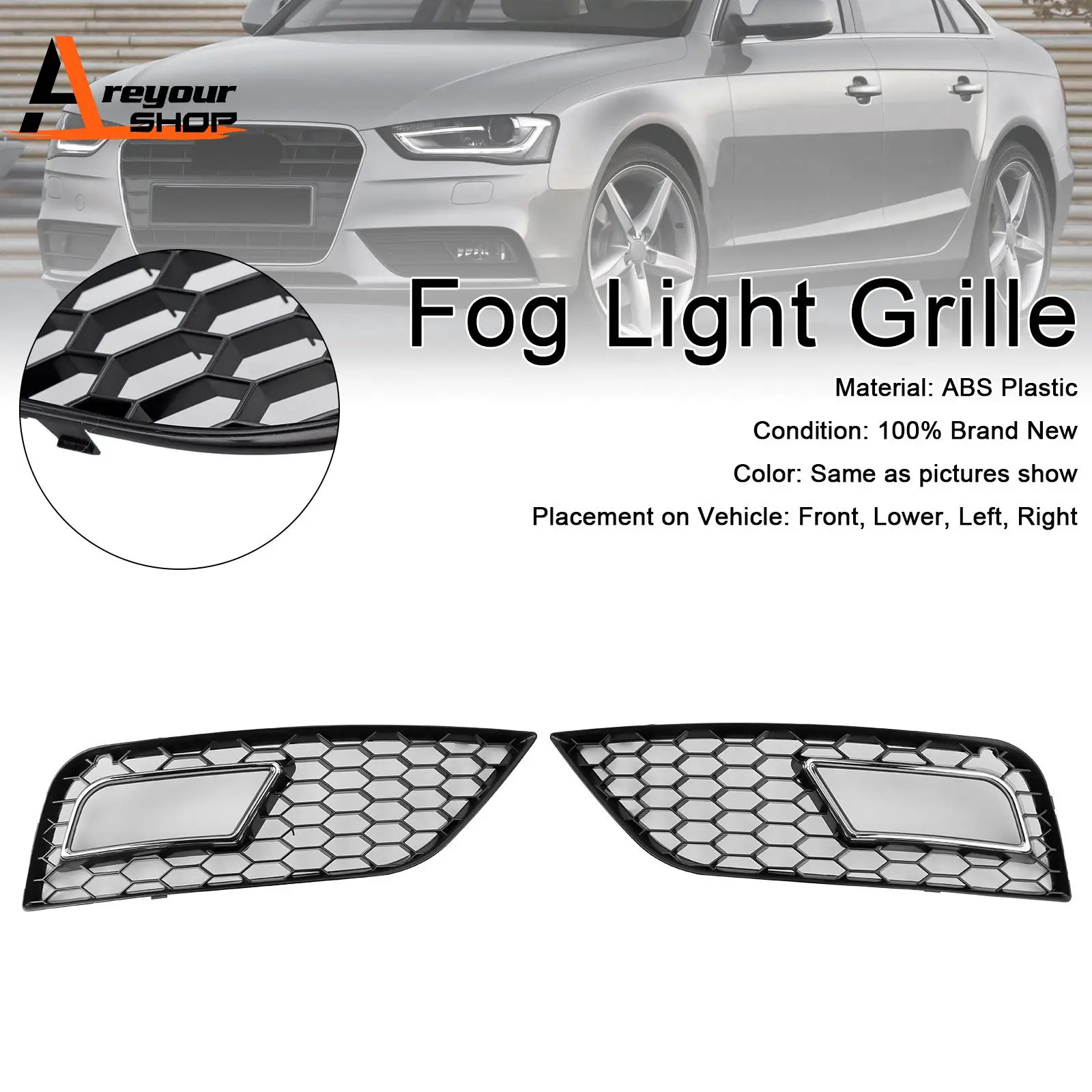 Honeycomb Style Fog Light Cover Fit for Audi A4 B8.5 2013 2014 2015 Standard Bumper
Honeycomb Style Fog Light Cover Fit for Audi A4 B8.5 2013 2014 2015 Standard Bumper