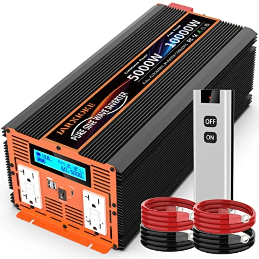 RV and off-grid solar system use: pure copper, black, 5000W pure sine wave inverter with LCD display, remote control, 4 GFCI ou
RV and off-grid solar system use: pure copper, black, 5000W pure sine wave inverter with LCD display, remote control, 4 GFCI ou