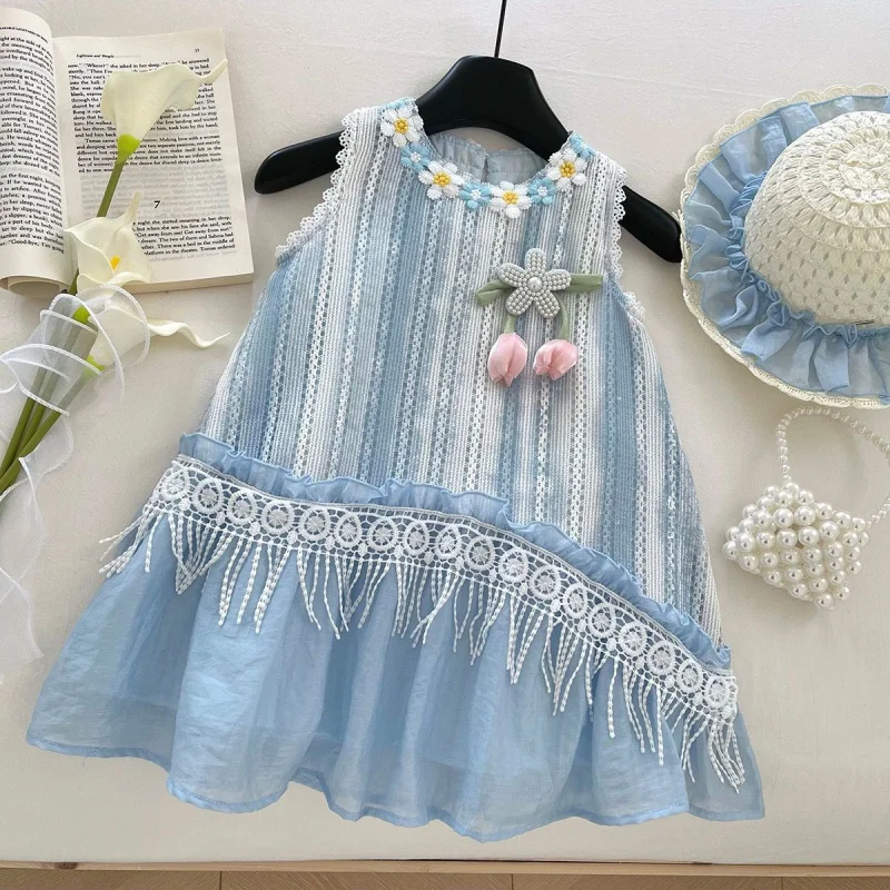 Girls' Dress2025Summer New Tassel Flower Princess Dress Little Girl Vacation Style Tank Dress
Girls' Dress2025Summer New Tassel Flower Princess Dress Little Girl Vacation Style Tank Dress