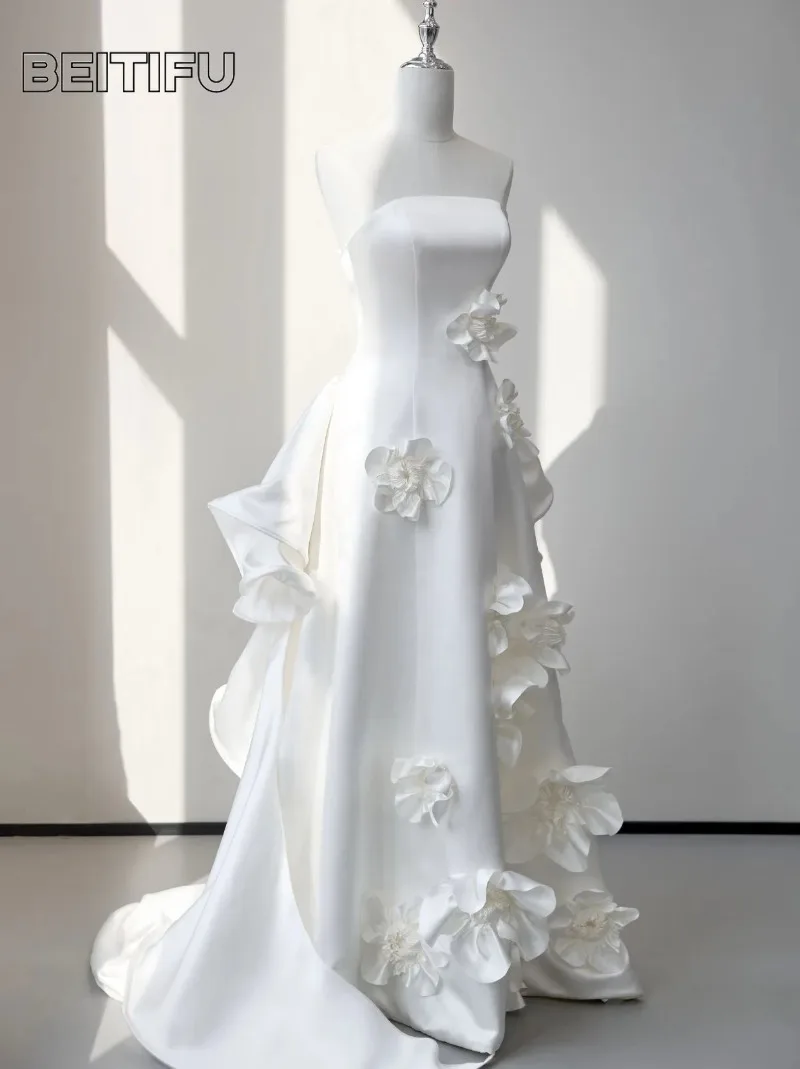 Customized Fashion Stain Bridal Dresses 2025 Elegant 3D Flower Strapless A-line Wedding White Dress for Women Vestido De Noiva
Customized Fashion Stain Bridal Dresses 2025 Elegant 3D Flower Strapless A-line Wedding White Dress for Women Vestido De Noiva