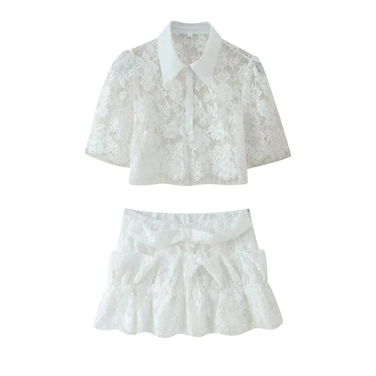 Withered Temperament Collar Short Sleeved White Lace Shirt+short Skirt Half Skirt For Women Skirt Woman Clothing Faldas Skirts
Withered Temperament Collar Short Sleeved White Lace Shirt+short Skirt Half Skirt For Women Skirt Woman Clothing Faldas Skirts