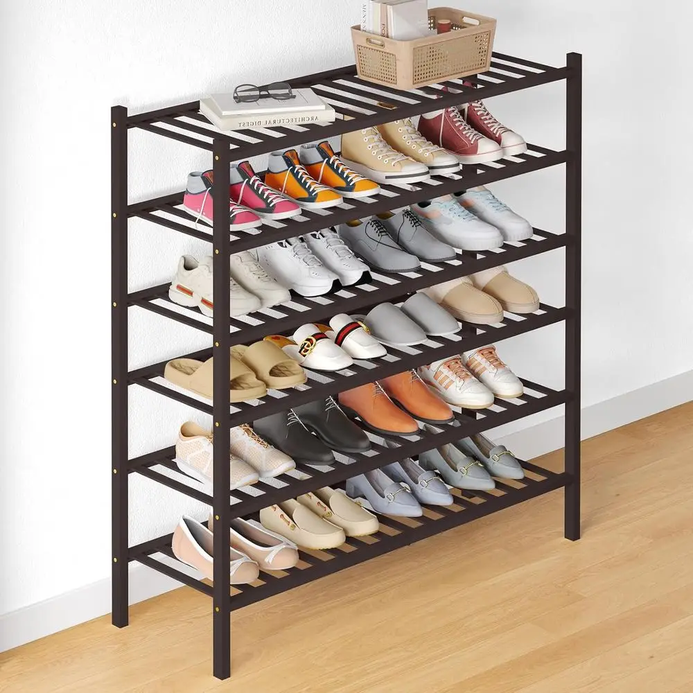 6-уровневый штабелируемый деревянный органайзер для обуви — отдельно стоящая полка для хранения для шкафа, прихожей и входной двери коричневого цвета
6-уровневый штабелируемый деревянный органайзер для обуви — отдельно стоящая полка для хранения для шкафа, прихожей и входной двери коричневого цвета