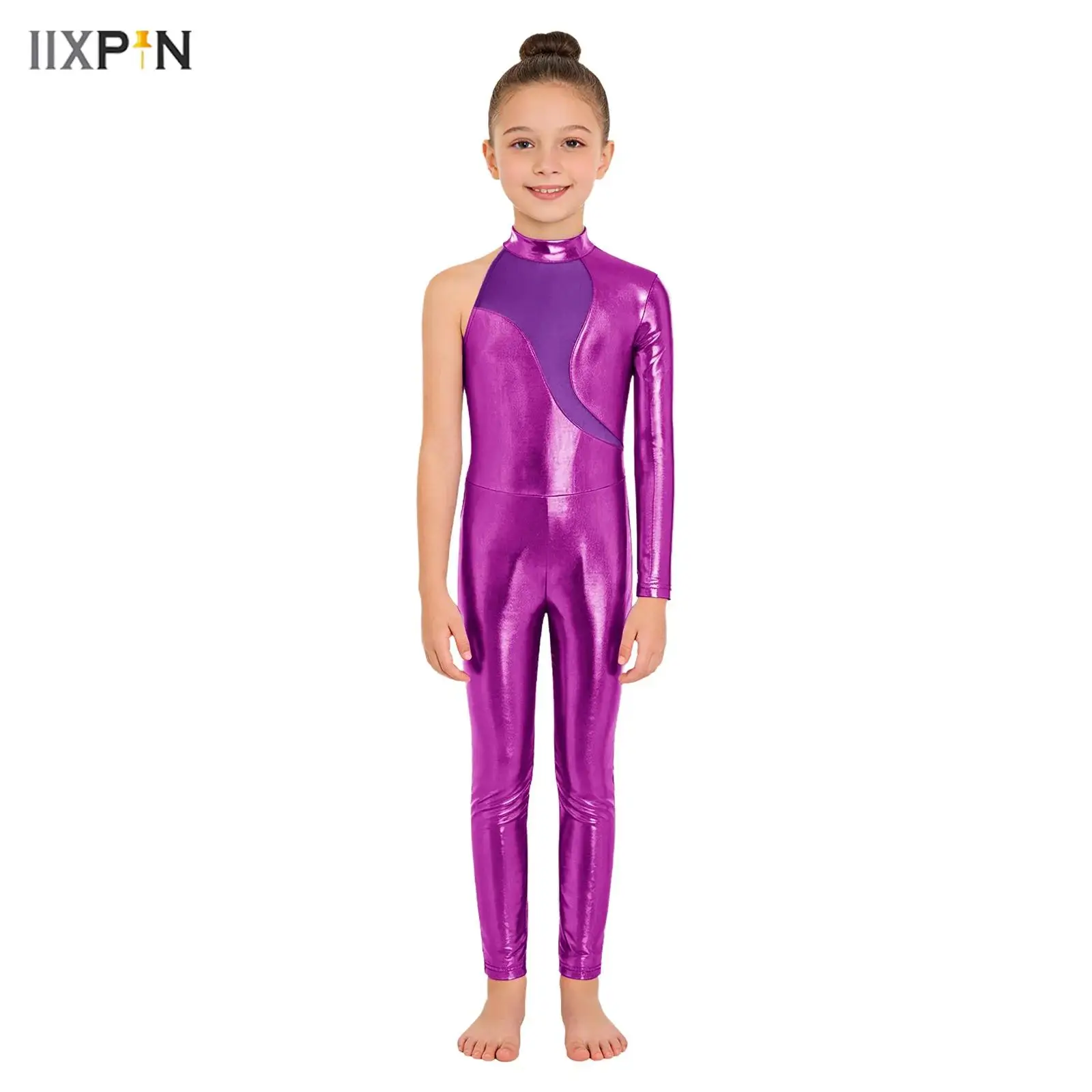 Children Shiny Metallic Long Sleeve High-necked Dance Suit Stirrup Bodysuits Catsuits Unitards For Rhythmic Gymnastics Leotard
Children Shiny Metallic Long Sleeve High-necked Dance Suit Stirrup Bodysuits Catsuits Unitards For Rhythmic Gymnastics Leotard