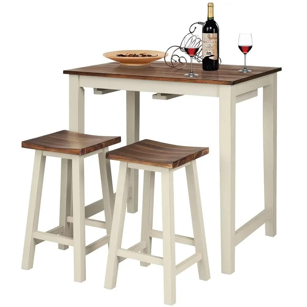 3 Pieces Dining Set, Counter Height Pub Table Set with 2 Saddle Stools, Industrial Wood Breakfast Table Set for Bar, Kitchen, L
3 Pieces Dining Set, Counter Height Pub Table Set with 2 Saddle Stools, Industrial Wood Breakfast Table Set for Bar, Kitchen, L