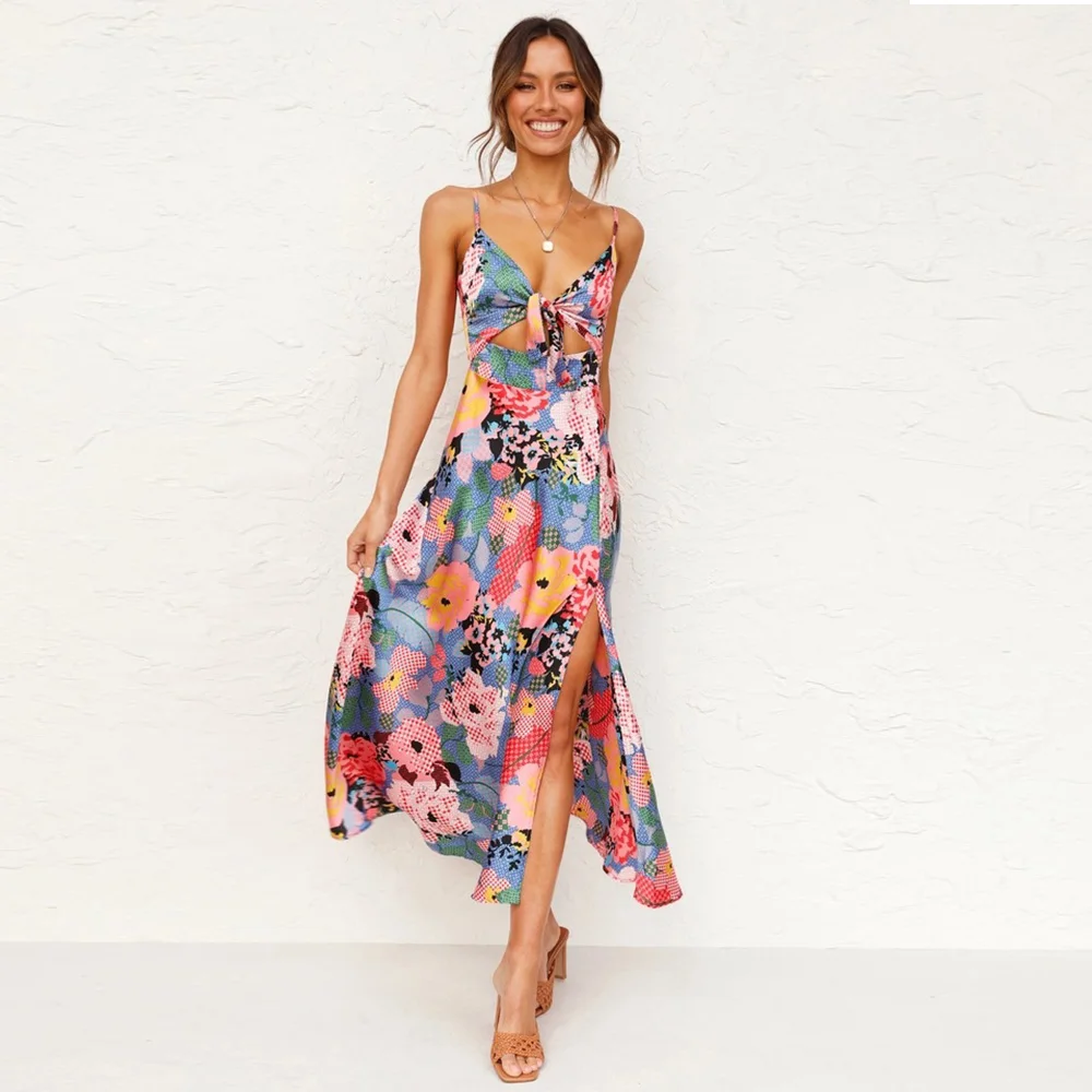 2023 Women Fashion Clothing Boho Floral Print Midi Dress Spaghetti Strap Backless Bow Low-cut High Waist Split Dresses Female
2023 Women Fashion Clothing Boho Floral Print Midi Dress Spaghetti Strap Backless Bow Low-cut High Waist Split Dresses Female