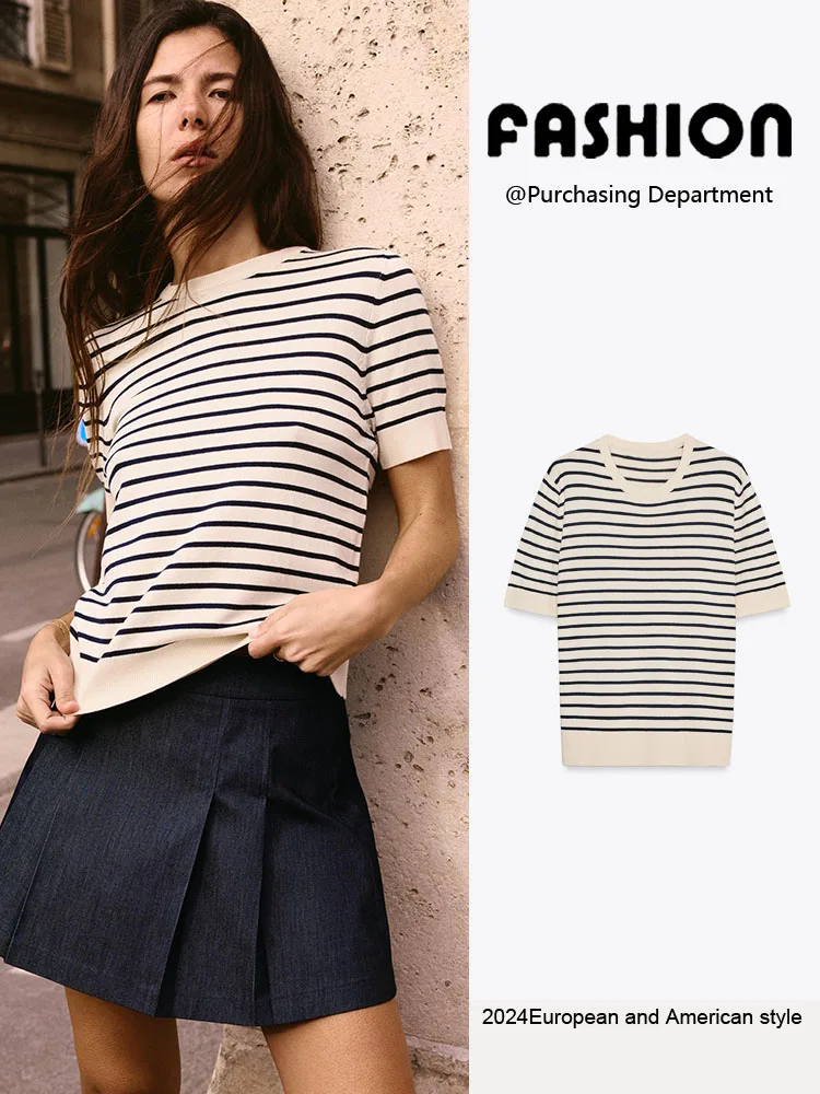 Simple Casual ort Sve round Ne Knitted irt New Summer Collection Women's Versatile Striped Commute Sle Regular Fit
Simple Casual ort Sve round Ne Knitted irt New Summer Collection Women's Versatile Striped Commute Sle Regular Fit