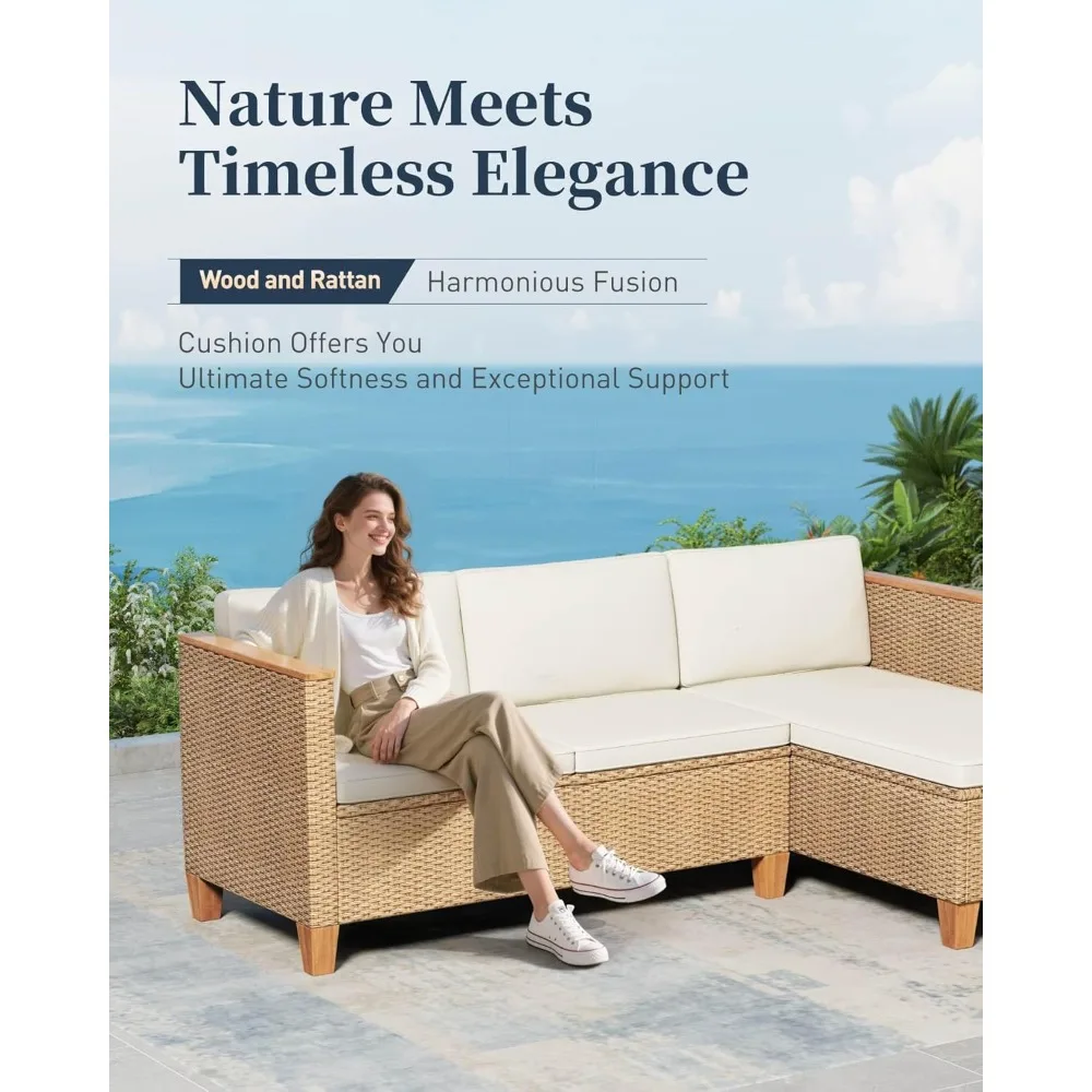 Small courtyard furniture set, 3-piece willow outdoor courtyard conversation set, L-shaped cross section sofa with lounge chair
Small courtyard furniture set, 3-piece willow outdoor courtyard conversation set, L-shaped cross section sofa with lounge chair