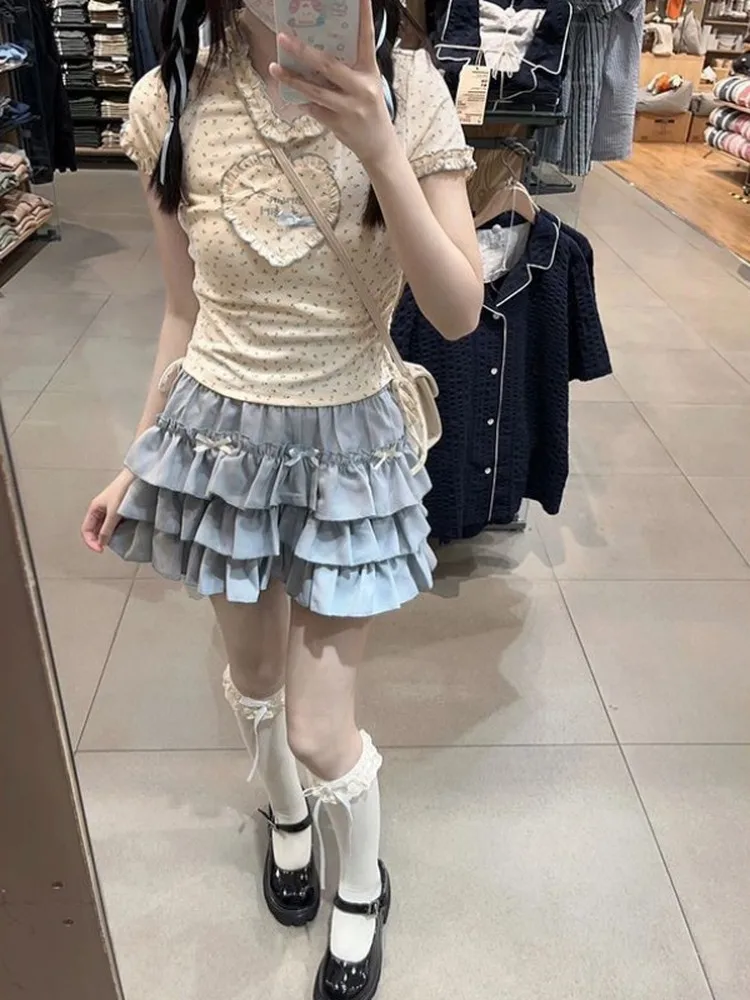 Sweet Style Floral Heart Drawstring Top And Skirt Set Women Sexy A-Line Cake Short Skirt Two-Piece Set Breathable Casual Summ...
Sweet Style Floral Heart Drawstring Top And Skirt Set Women Sexy A-Line Cake Short Skirt Two-Piece Set Breathable Casual Summ...