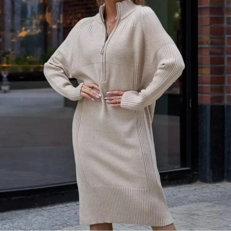 Zipper Sweater Skirt 2025 Spring and Autumn Fashion Commuting Long Sleeve Loose Women's Long Dress
Zipper Sweater Skirt 2025 Spring and Autumn Fashion Commuting Long Sleeve Loose Women's Long Dress