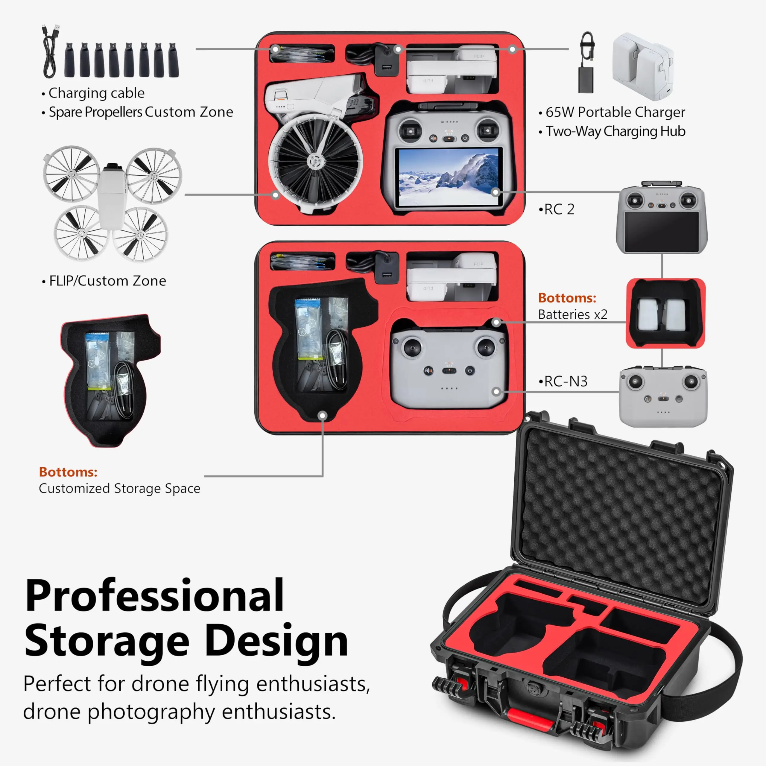 Portable Hard Waterproof Case for DJI Flip Fly More Combo Stores 7 Batteries Remote Control FLip Drone and Other Accessories
Portable Hard Waterproof Case for DJI Flip Fly More Combo Stores 7 Batteries Remote Control FLip Drone and Other Accessories