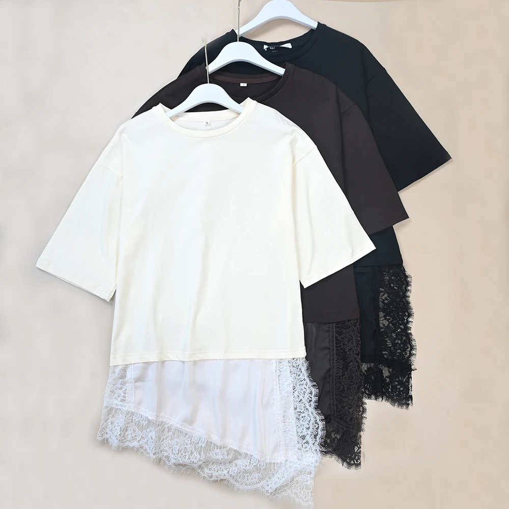Summer New Women's Lace T-Shirt Layered Loose Versatile Splicing Design Casual Style Short Sleeve Casual Fashion Top
Summer New Women's Lace T-Shirt Layered Loose Versatile Splicing Design Casual Style Short Sleeve Casual Fashion Top