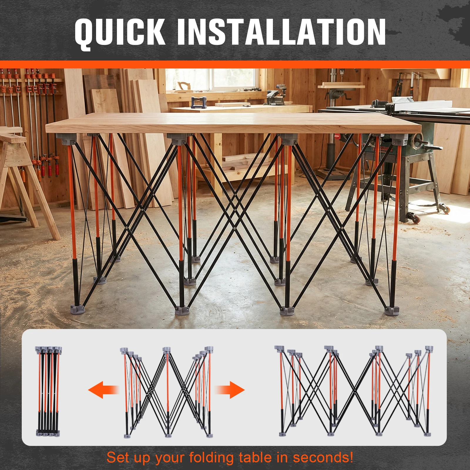 36-дюймовая портативная складная рабочая подставка с ремнем для переноски
36-дюймовая портативная складная рабочая подставка с ремнем для переноски