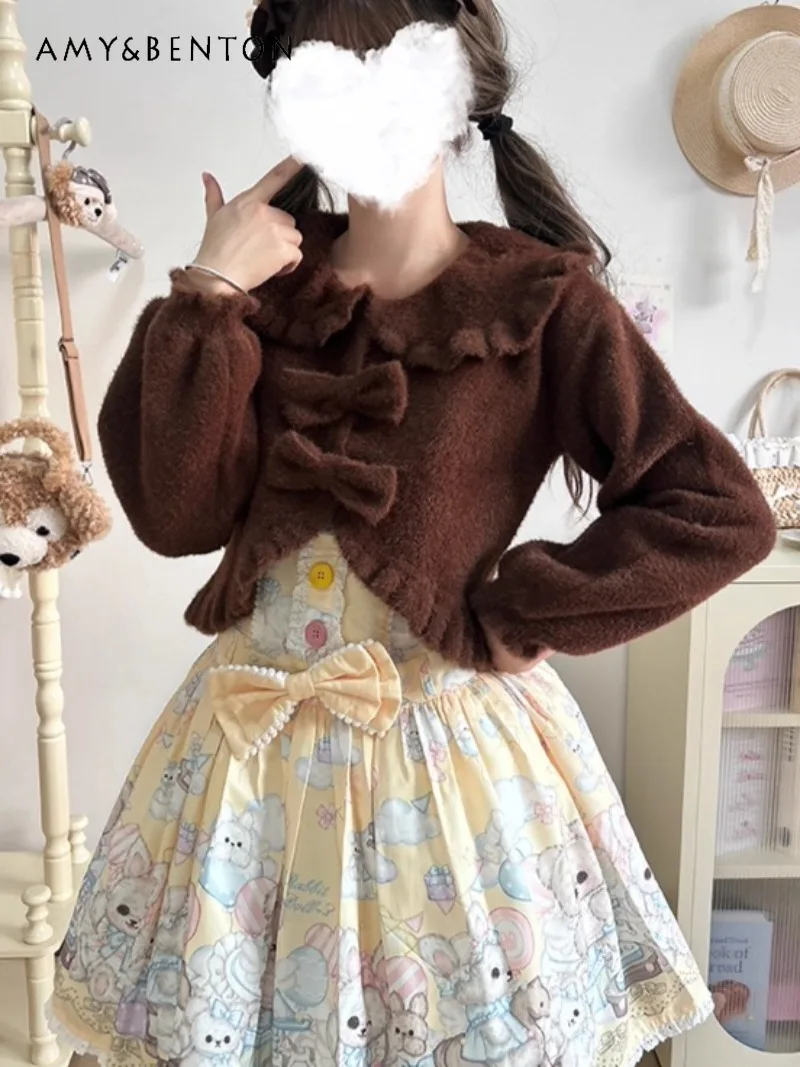 Пальто с кроличьими ушками, имитация норки, стиль Лолиты, осень-зима, теплый японский короткий универсальный милый плюшевый кардиган с бантом, милый милый кардиган для девочек
Пальто с кроличьими ушками, имитация норки, стиль Лолиты, осень-зима, теплый японский короткий универсальный милый плюшевый кардиган с бантом, милый милый кардиган для девочек