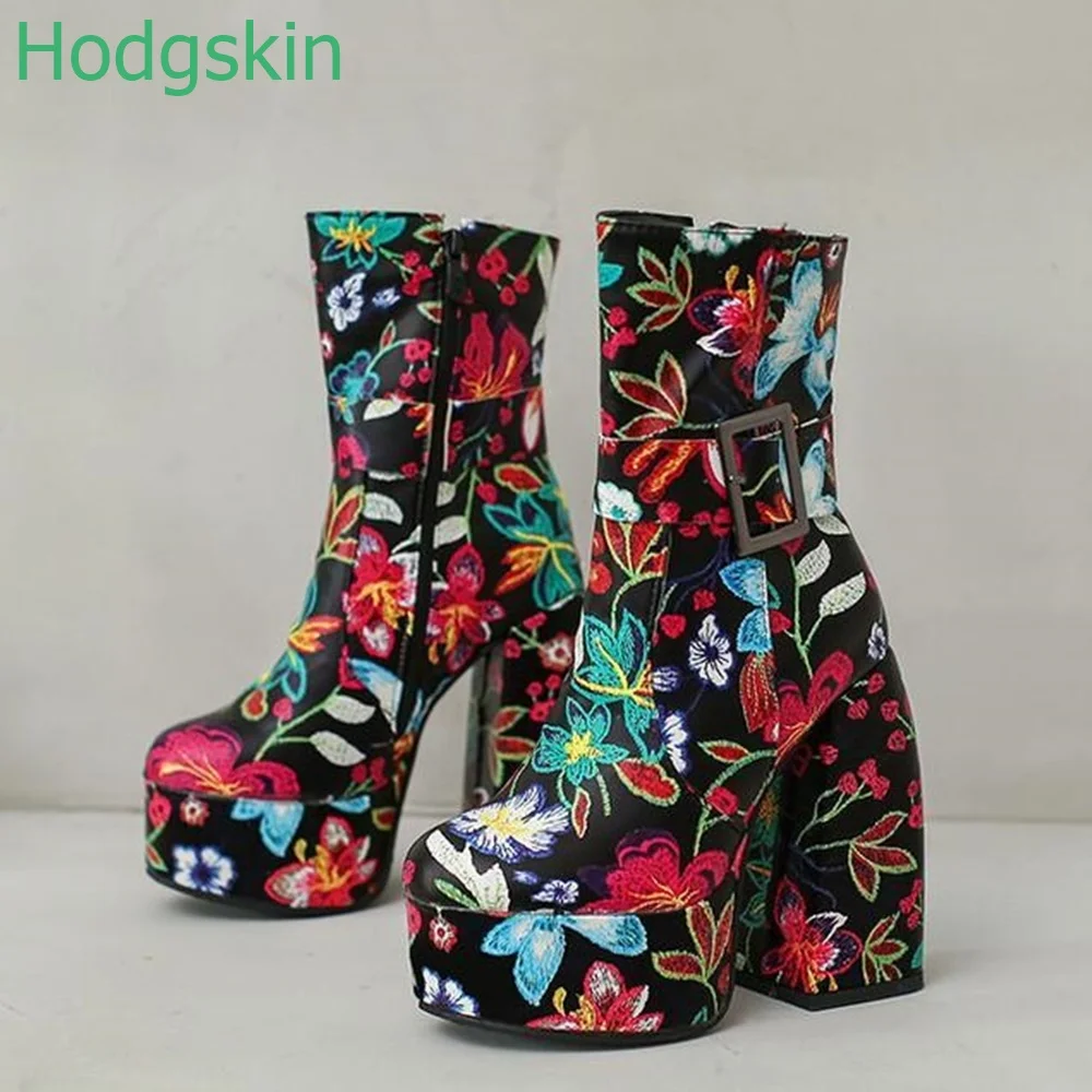 Embroidery Platform Comfortble Boots Autumn/winter Mid Calf Women Thick High Heels Boots Round Toe Belt Buckle Zip Fashion Boots
Embroidery Platform Comfortble Boots Autumn/winter Mid Calf Women Thick High Heels Boots Round Toe Belt Buckle Zip Fashion Boots