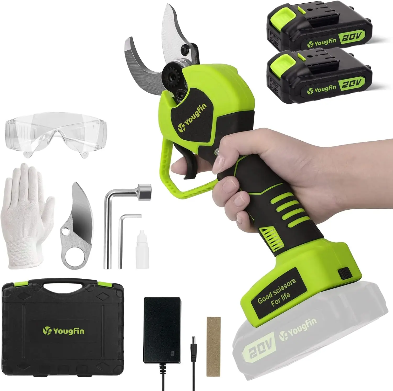 Electric Pruning Shears with 2 * 20V Batteries, SK5 Blade, Cordless Garden Tool for Effortless Safe Trimming
Electric Pruning Shears with 2 * 20V Batteries, SK5 Blade, Cordless Garden Tool for Effortless Safe Trimming