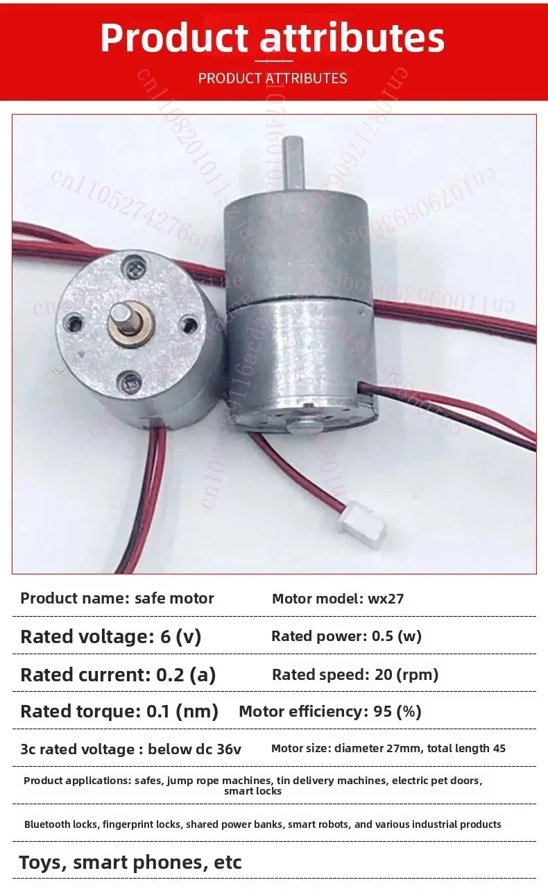 Safe Box Lock DC Gear Motor 27MM DIY Handmade Making Motor 6V 20RPM 1:188 Torque 4KG.CM
Safe Box Lock DC Gear Motor 27MM DIY Handmade Making Motor 6V 20RPM 1:188 Torque 4KG.CM