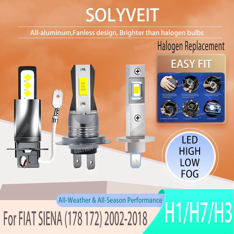Begin your brighter drive with these easy H1/H7/H3 LEDs For FIAT SIENA (178 172) 2002 2003 2004 2005 2006 2007 2008 2009-2018
Begin your brighter drive with these easy H1/H7/H3 LEDs For FIAT SIENA (178 172) 2002 2003 2004 2005 2006 2007 2008 2009-2018