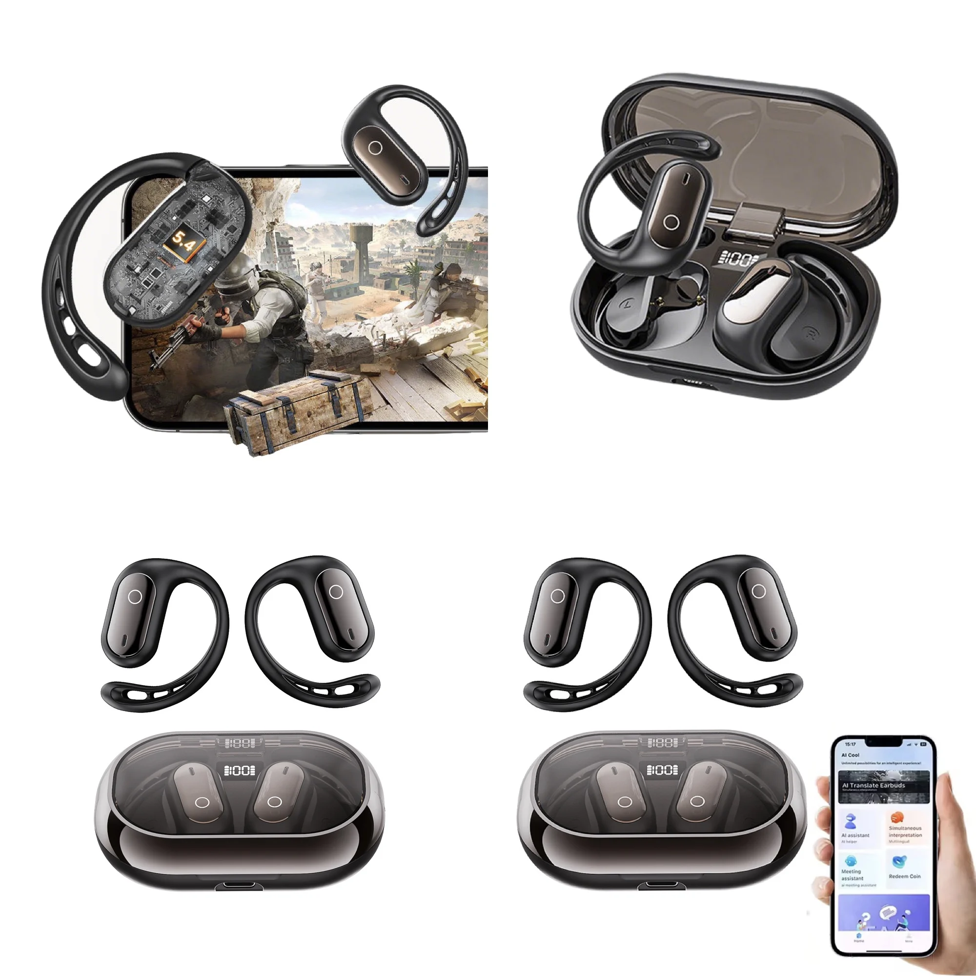 UYUXIO OWS AI Language Translator Wireless Earbuds BT 5.4 Ear Buds with 144 Languages Accents Real Time Translation Earphone
UYUXIO OWS AI Language Translator Wireless Earbuds BT 5.4 Ear Buds with 144 Languages Accents Real Time Translation Earphone