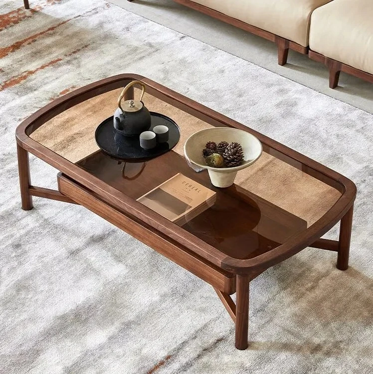 Black Walnut Glass Tea Table Simple Home Living Room Balcony Ash Wood Tea Table Tea Room Reception
Black Walnut Glass Tea Table Simple Home Living Room Balcony Ash Wood Tea Table Tea Room Reception