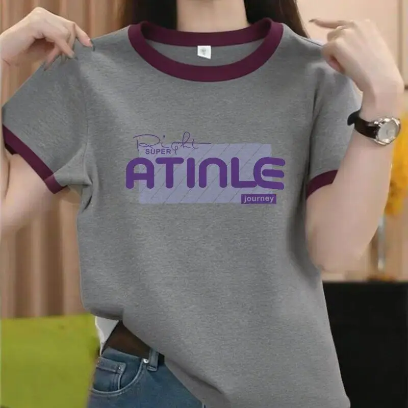 2026 New round Neck Short Sleeve Color Block Casual Grey Contrast Women's Top Fashionable Versatile Summer T-Shirt for Ladies
2026 New round Neck Short Sleeve Color Block Casual Grey Contrast Women's Top Fashionable Versatile Summer T-Shirt for Ladies