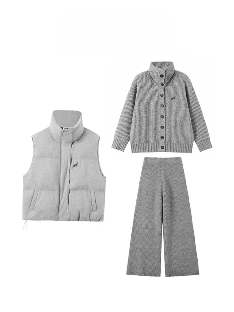 Parkyeon Grey Collared Cotton Vest Outerwear High Collar Sweater Open Cardigan Winter Wide Leg Pants Three Piece Set Women's ...
Parkyeon Grey Collared Cotton Vest Outerwear High Collar Sweater Open Cardigan Winter Wide Leg Pants Three Piece Set Women's ...