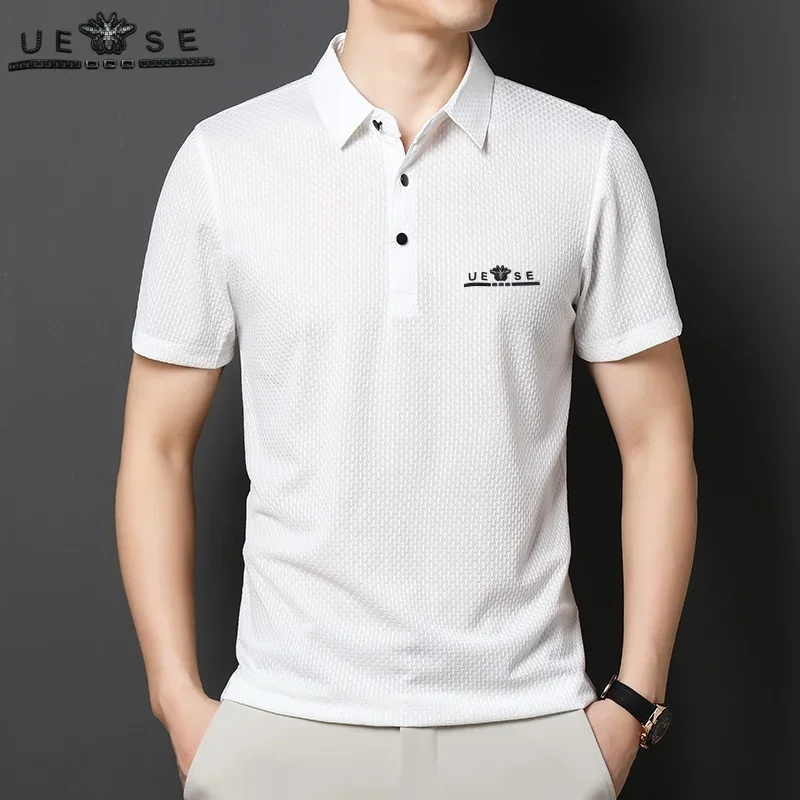 High end fashion embossed short sleeved men's summer new style ice silk comfortable solid color T-shirt business polo shirt
High end fashion embossed short sleeved men's summer new style ice silk comfortable solid color T-shirt business polo shirt