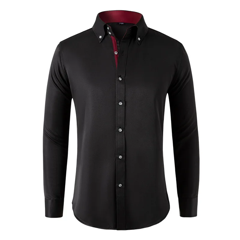 Solid color shirt men's crystal button long sleeved pointed collar light luxury men's business casual men's wear
Solid color shirt men's crystal button long sleeved pointed collar light luxury men's business casual men's wear