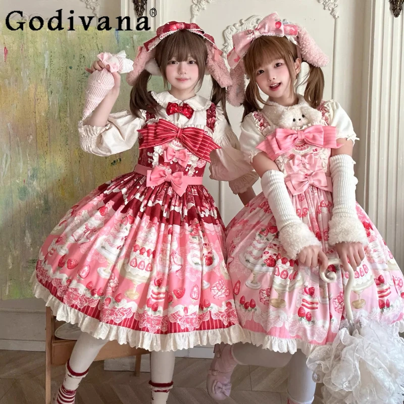 Оригинальное платье в стиле Лолита JSK, новое весенне-летнее женское облегающее короткое платье, милое платье с бантом и клубничным принтом для девочек, кавайное платье
Оригинальное платье в стиле Лолита JSK, новое весенне-летнее женское облегающее короткое платье, милое платье с бантом и клубничным принтом для девочек, кавайное платье