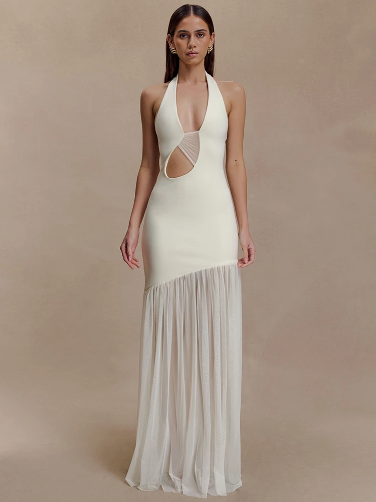 Hollow Out Halter Backless Sexy Maxi Dress Women Gown Elegant Patchwork V Neck Sleeveless Bodycon Club Party Long Dress
Hollow Out Halter Backless Sexy Maxi Dress Women Gown Elegant Patchwork V Neck Sleeveless Bodycon Club Party Long Dress