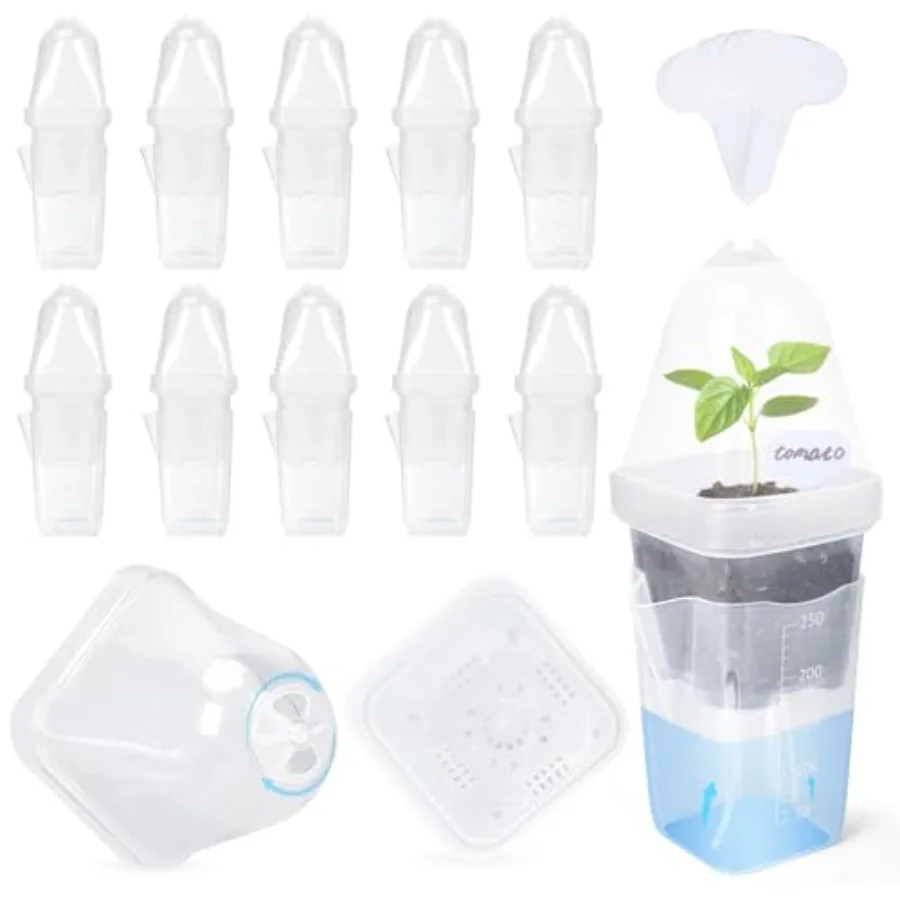12 Pack 2.5" Self Watering Propagation Pots with Humidity Dome, Clear Plastic Seed Starter Cups, for Seedlings, Cuttings, Succu
12 Pack 2.5" Self Watering Propagation Pots with Humidity Dome, Clear Plastic Seed Starter Cups, for Seedlings, Cuttings, Succu