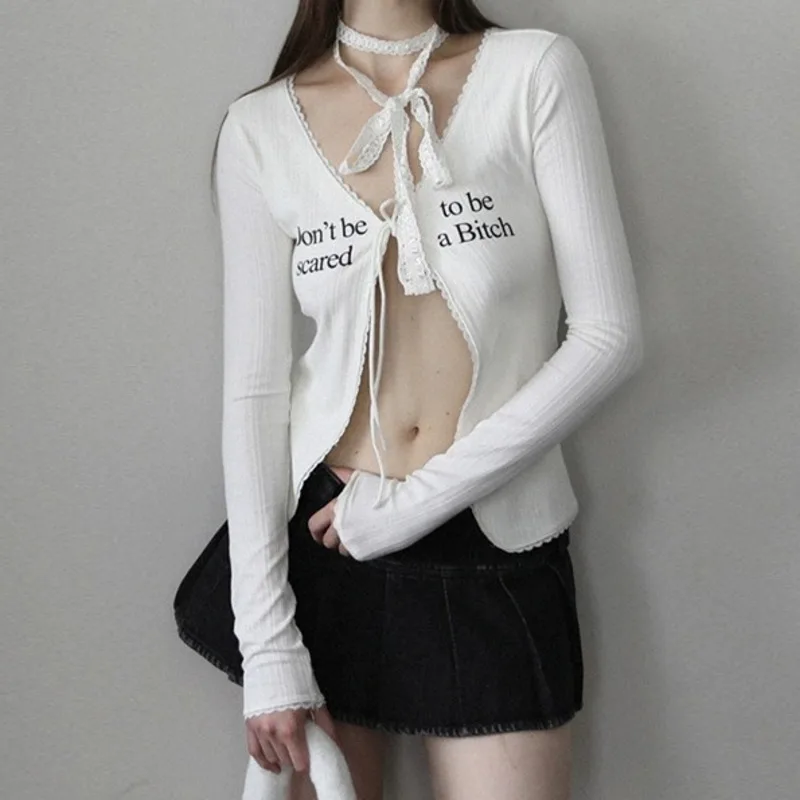 Long Sleeve T-Shirt For Women American Style Spicy Girl Print Lace Trim Tie Top Trendy Temperament Sports Style Daily Dressing
Long Sleeve T-Shirt For Women American Style Spicy Girl Print Lace Trim Tie Top Trendy Temperament Sports Style Daily Dressing