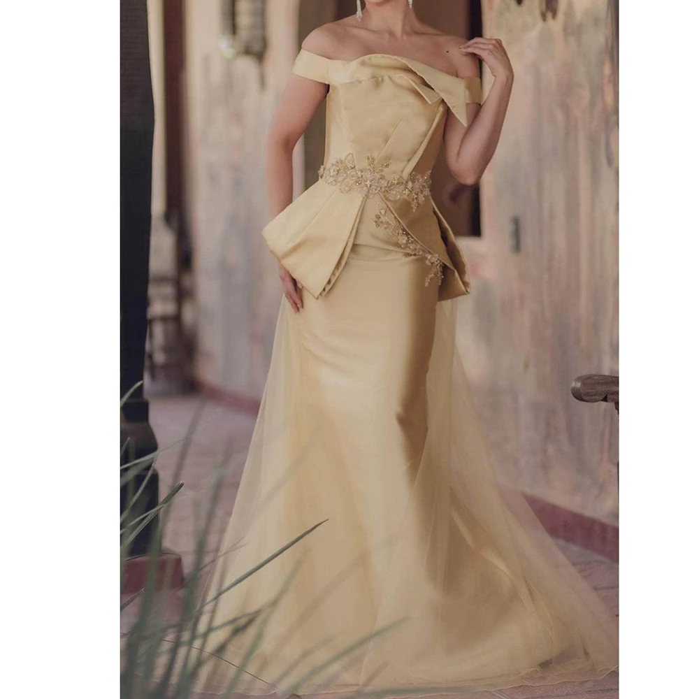 Formal Yellow Appliques Evening Dresses Elegant Off the Shoulder Chapel Train Sleeveless Princess Gowns Celebrity Women Dress
Formal Yellow Appliques Evening Dresses Elegant Off the Shoulder Chapel Train Sleeveless Princess Gowns Celebrity Women Dress