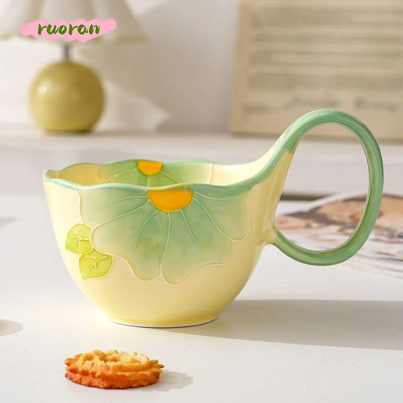 Hand Painted Relief Curved Handle Ceramic Mug Large Capacity Breakfast Cup for Women High Value Oat Milk
Hand Painted Relief Curved Handle Ceramic Mug Large Capacity Breakfast Cup for Women High Value Oat Milk