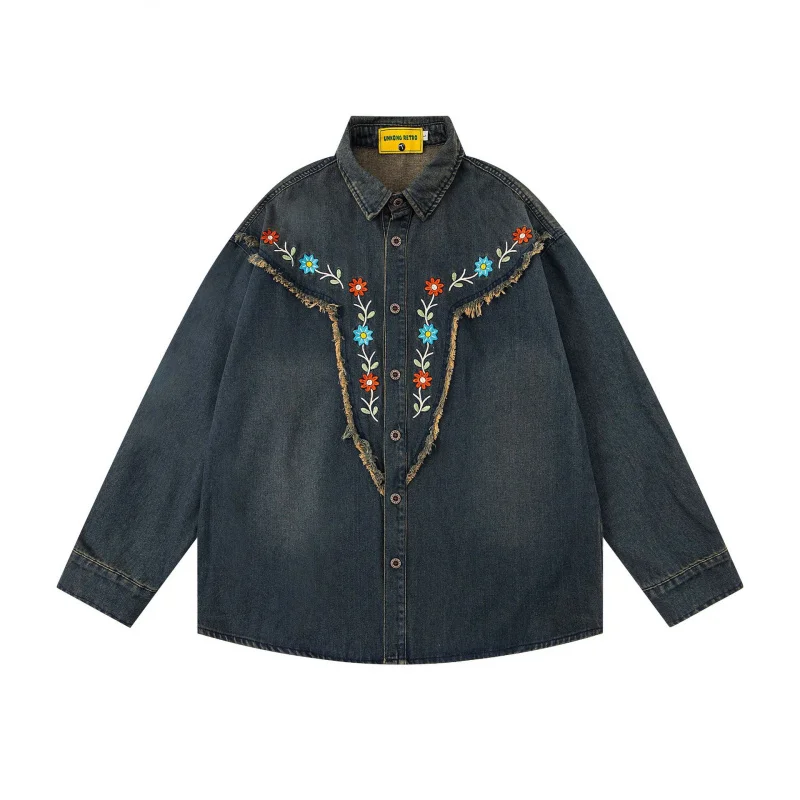 DAVIDSHAO Top Quality EU US Size Vintage Denim Shirt Embroidery Flower Oversize Fashion Jean Work Shirt
DAVIDSHAO Top Quality EU US Size Vintage Denim Shirt Embroidery Flower Oversize Fashion Jean Work Shirt